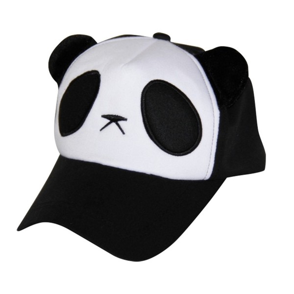 ROPALIA Womens Snapback Baseball Cap Hip Hop Beret Korean Vogue Panda Cartoon Hat - Black - CK129840767