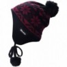 Wantdo Unisex Knitted Ski Winter Hat Crochet Snowflake Pattern Beanie with Pom - Black/Wine - CM12MZP2JFI