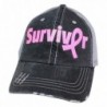 Loaded Lids Women's Survivor Pink Ribbon Distressed Bling Baseball Cap - Grey/Pink - C4185MS6M4W