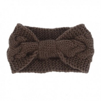 Flammi Women's Cable Knit Headband Bow Knot Head Wrap Ear Warmer - Coffee - CC184ACK3TX