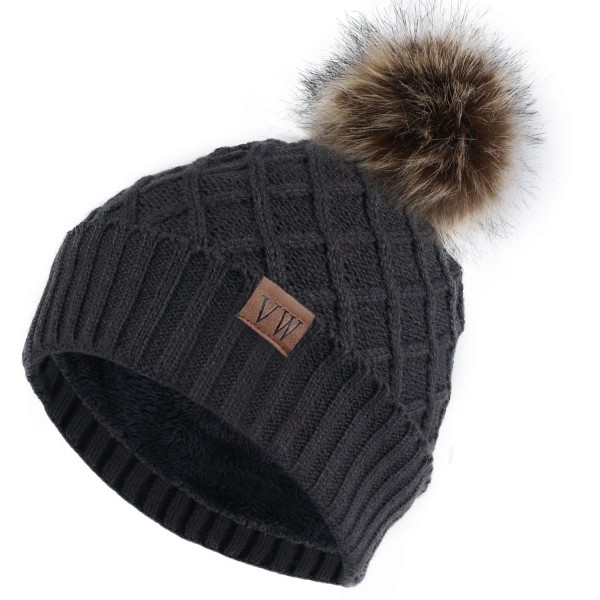 Vmevo Womens Beanie Winter Fleece - Dark Grey - C71872KDOHI