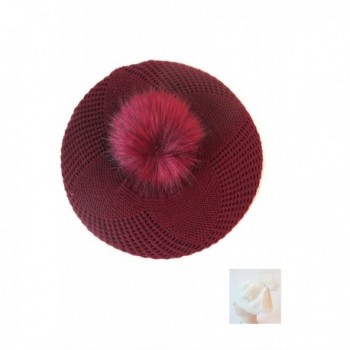 Womens PomPom Kintted Fashion Burgundy