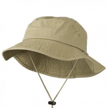 Big Size Washed Bucket Hat with Chin Cord - Khaki (For Big Head ...