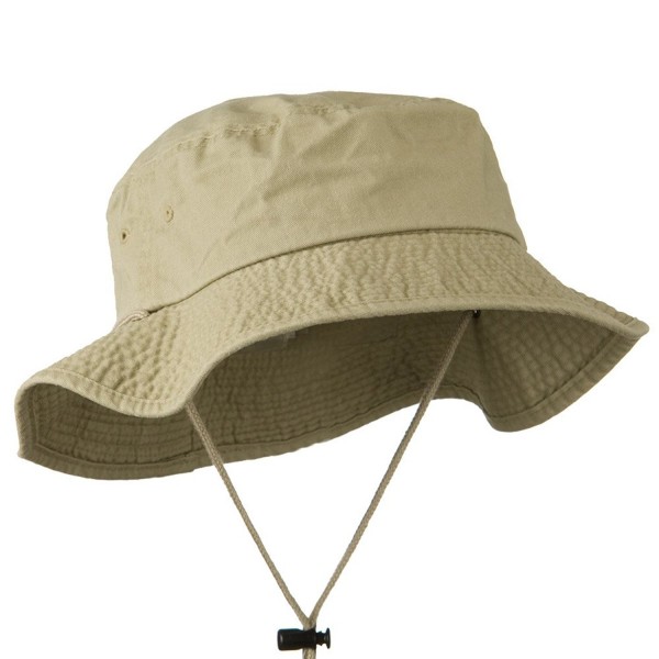 Big Size Washed Bucket Hat with Chin Cord - Khaki (For Big Head ...