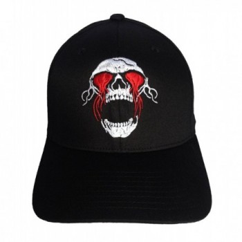 Skull Embroidery on a Flexfit Hat. - Black - CW11OT5O2BH