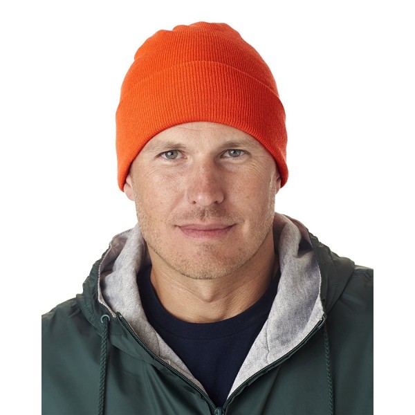 UltraClub Knit Beanie with Cuff - Blaze Orange - CC12FL4XAQV