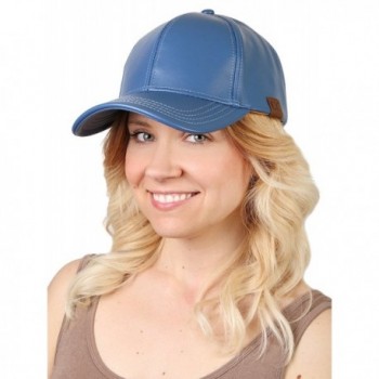 H 6BA4 73 Leather Baseball Cap Denim