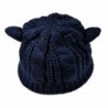 Cutecat Womens Winter Beret Cat Ear Knitted Warm Cap Woolen Hat - Dark Blue - CJ12O14HBLN