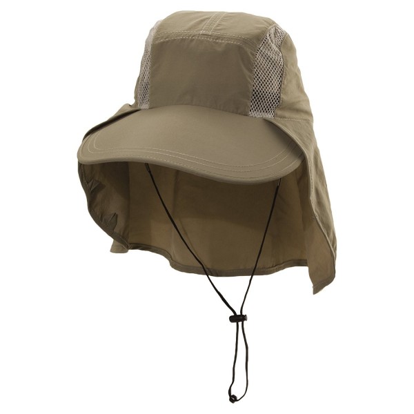 Dorfman Pacific Men's Big Brim Sun Shield Fishing Cap - Khaki - C412C3TGWEZ