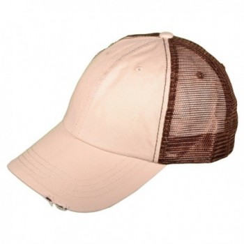 Buck Caps Unisex Unstructured Special Washed Distressed Mesh Trucker Cap - Putty/Brown-6887 - CD12FL8D8AP