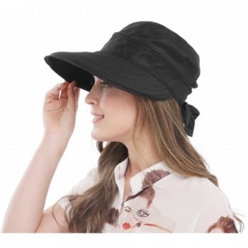 Bellady Wide Large Brim Sun Hat Summer UV Protection Thin Hat 2 In 1 Beach Sun Hat - Black - CP12NZ2ZTH3