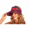 Boutique Women's Sun Visor Summer Hat With Adjustable Bow Strap - Blue And Red Stripes - C511A4QOGOH