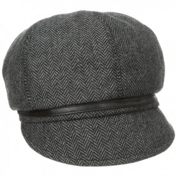 San Diego Hat Company Women's Belted Herringbone Newsboy Hat - Black - C011G19D4WR