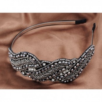 Alilang Metallic Gunmetal Headband Rhinestone