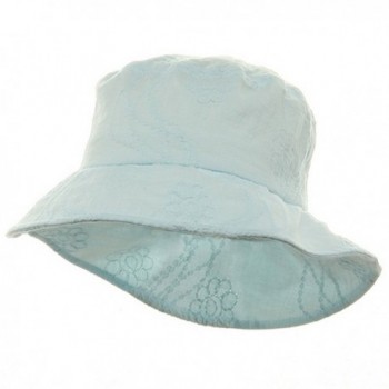 Ladies Embroidered Cotton Fashion Bucket Hat - Turquoise - CD113HANQYX