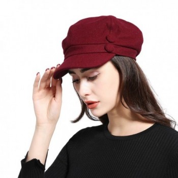 JOOWEN Unisex Melton Newsboy Burgundy in Women's Newsboy Caps