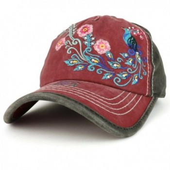 Trendy Apparel Shop Peacock Embroidered Stitch Multi Color Baseball Cap - Charcoal Burgundy - CS189066Q5D