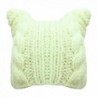 Luxury Divas Thick Cable Knit Beanie Hat With Pussy Cat Ears - Cream - C5187C7MTT5