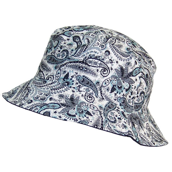 Tropic Hats Paisley Design Print Soft Floppy Bucket Hat (One Size) - Gray/Aqua/Black - C212E2Y9ASD