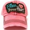 New! ROSE PINK "BLESS YOUR HEART" Patch Baseball Cap w/ Back &lt3 Detail - C717YKD6XR2