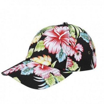 Corona Collection Hibiscus Floral Print Low Profile Baseball Cap Black - C312DLPJWZ1