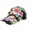 Corona Collection Hibiscus Floral Print Low Profile Baseball Cap Black - C312DLPJWZ1