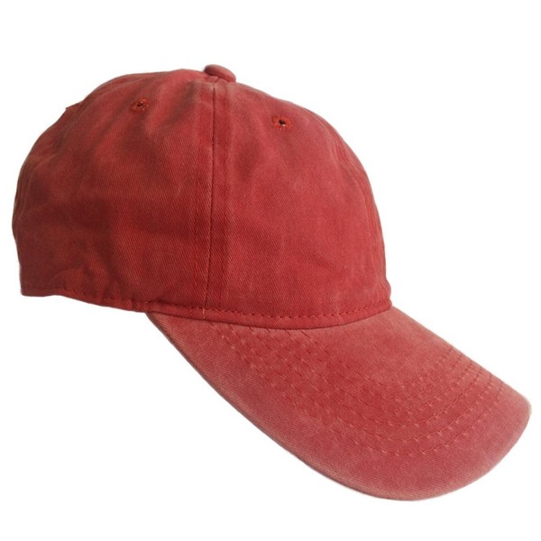 Low Profile Baseball Cap Men Women Plain Washed Cotton Adjustable Cap (10+ Colors) - Orange - CC184E3AMIU