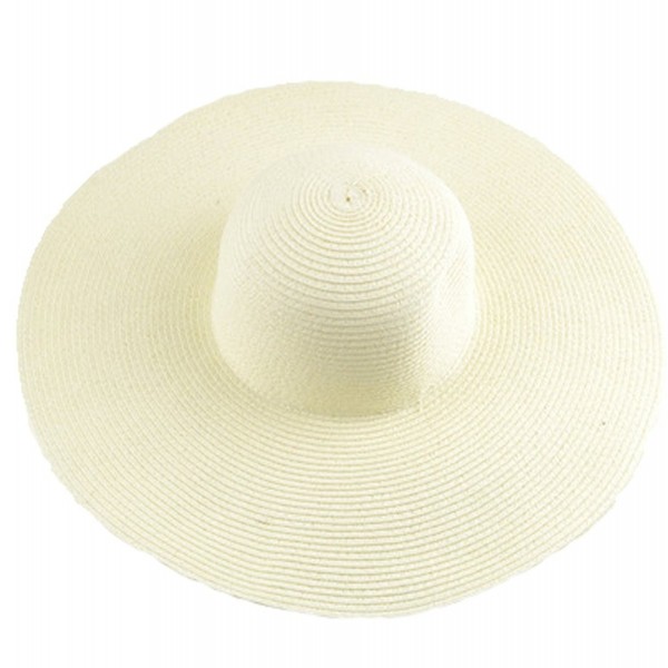 AngelCity Brides Womens Beach Hat Striped Straw Sun Hat Floppy Big Brim Hat - Beige - C7184QZ2L02