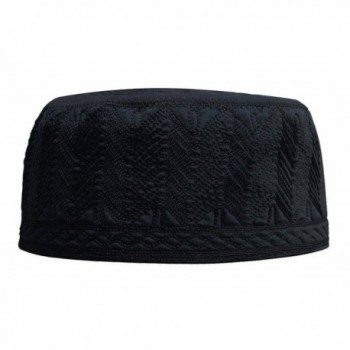 Beautiful Black Embroidered Cotton Kufi Muslim Kufi Takke Peci Kofia Hat - Large - CN12O51MRVQ