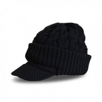 Newsboy Cable Knitted Hat for Women in Black- Charcoal- Light Grey- Off White - Black_Heavyweight - C311N4RT8FV