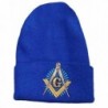 Mason Blue Winter Skull Cap Knit Ski Hat Masonic Lodge Cuffed Beanie - CZ126ZL2HYB