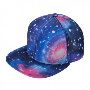 ZLYC Starry Galaxy Sky Neon Pattern Flatbill Snapback Adjust Baseball Cap Hat - Blue - CE12JU5QIKX