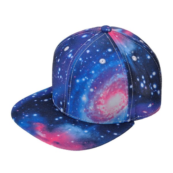 ZLYC Starry Galaxy Sky Neon Pattern Flatbill Snapback Adjust Baseball Cap Hat - Blue - CE12JU5QIKX