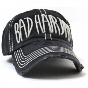 BLACK Grey Stitch "BAD HAIR DAY" Embroidery Vintage Hat - CL184SRMUS7