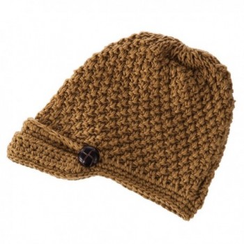 Blossom Boutique Button Brim Knit Hat - Camel - CG12MA43EQ6