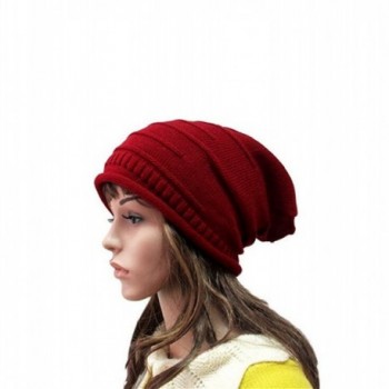 Slouchy Beanie Knitted Headwear Oversized in Women's Skullies & Beanies