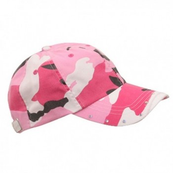 Rhinestone Washed Cotton Cap Pink Camo in Women's Baseball Caps