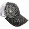 Olive & Pique Women's Stitch Rhinestone Flower Trucker Cap - Charcoal - C912DBWPGC7