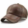 YOYEAH Men's Classic Plain Adjustable Leather Baseball Cap Sports Outdoor Panel Hat Sun Hat - Light Brown-1 - C6187MK4ICU