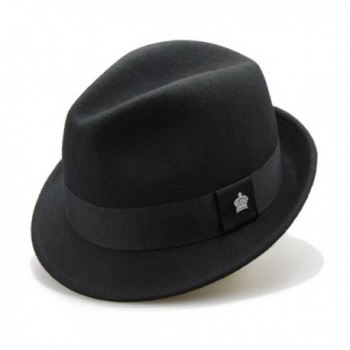 Fashion 100% Wool Felt Hat Dress Fedora Trilby Hat with Crown Buckle - Black - CG12541NYVN