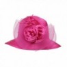 Dantiya Women's Organza Wide Brim Floral Ribbon Kentucky Derby Church Dress Sun Hat - 2 Style-rose - CQ183W3SAY8