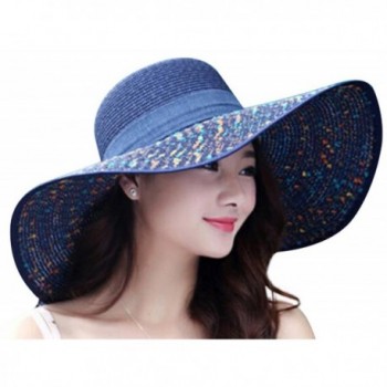 MINAKOLIFE Women Summer Spekel Flap Cover Cap Staw Large Brim UPF 50+ Sun Shade Hat - Navy - CK17YIHTX4N