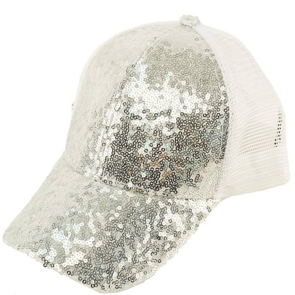 David & Young Everyday Sequins Bling Mesh Trucker Plain Baseball Ball Cap Hat Solid - Silver - CY180Q5W0L7