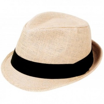 Simplicity Unisex Summer Cool Woven Straw Fedora Hat & Stylish Hat Band - 756_Natura - CS11O90W7Q9