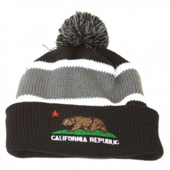 Winter Cuff Beanie w/ Pom - California Republic - Black Grey - CY11B18GFMJ