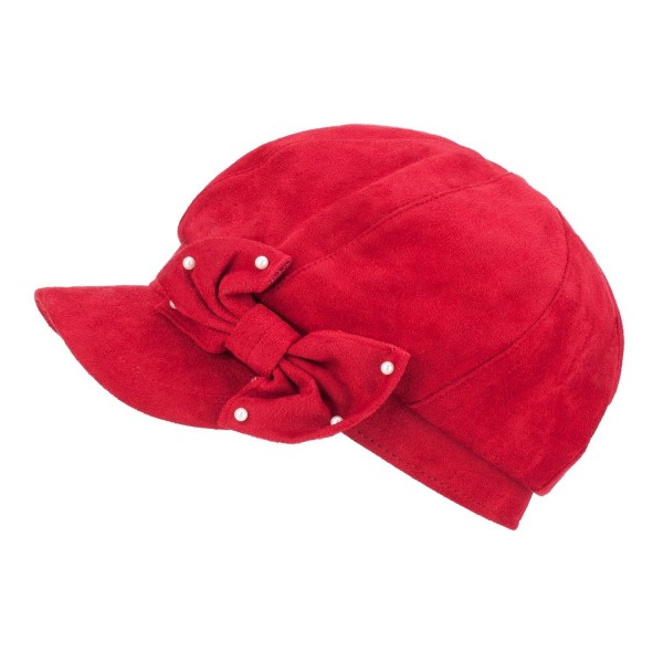 Lawliet Womens Suede Bucket Beanie Flat Cabbie Cap Fashion Top Hat A300 - Red - CA126K1DIIZ