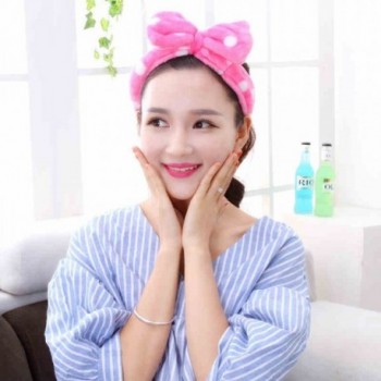 Korean Style Girls Flannel Cute Elastic Big Bow-knot Hair Band Headband (Hot Pink) - C1125IH6C67