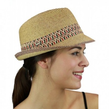 NYFASHION101 multicolored Weaved Band and Trim stingy Trilby Fedora Hat - Red - CU12E37MYE7