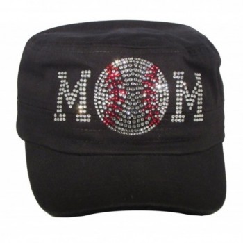 Bling Rhinestone Baseball Mom Black Cadet Cap Hat Sports Military - CH11NBR6GSL