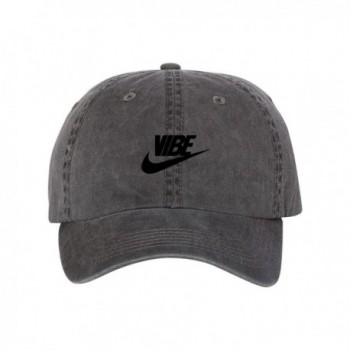 Just Vibe Swoosh Dad Hat Cap - Black Pigment Dyed w/ Black - C312OBZT6YK